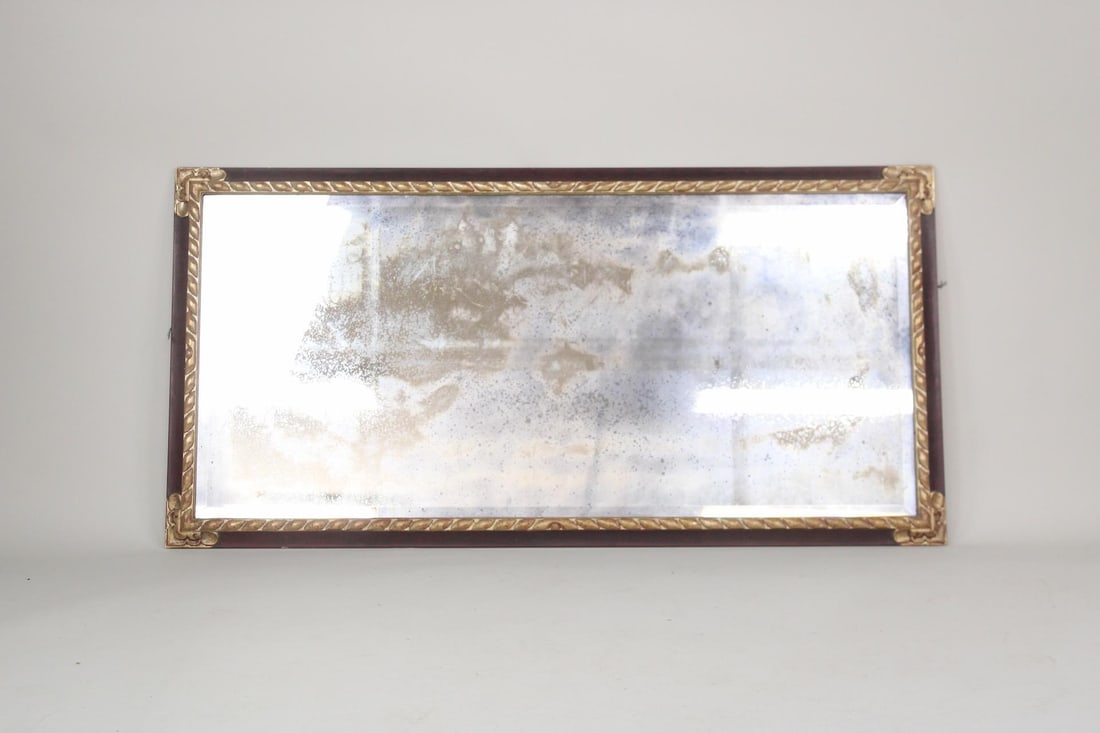 Large Red & Parcel Gilt Painted Wood Framed Mirror (1 of 6)