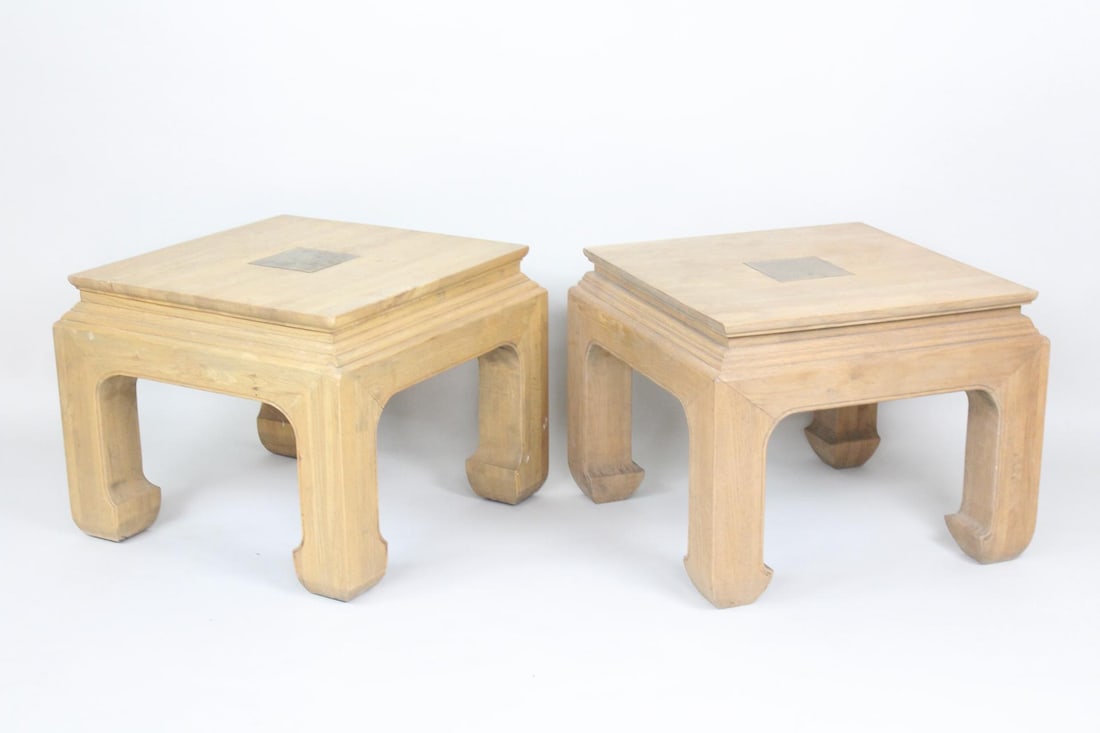 Pair of Chinese Side Tables with Inlaid Brass Inscription (1 of 11)