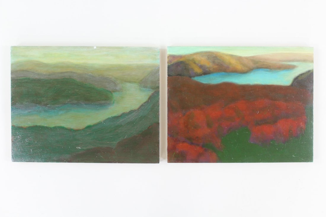 Pair of Clark Murray Expressionist Paintings, Colorful Landscapes (1 of 10)