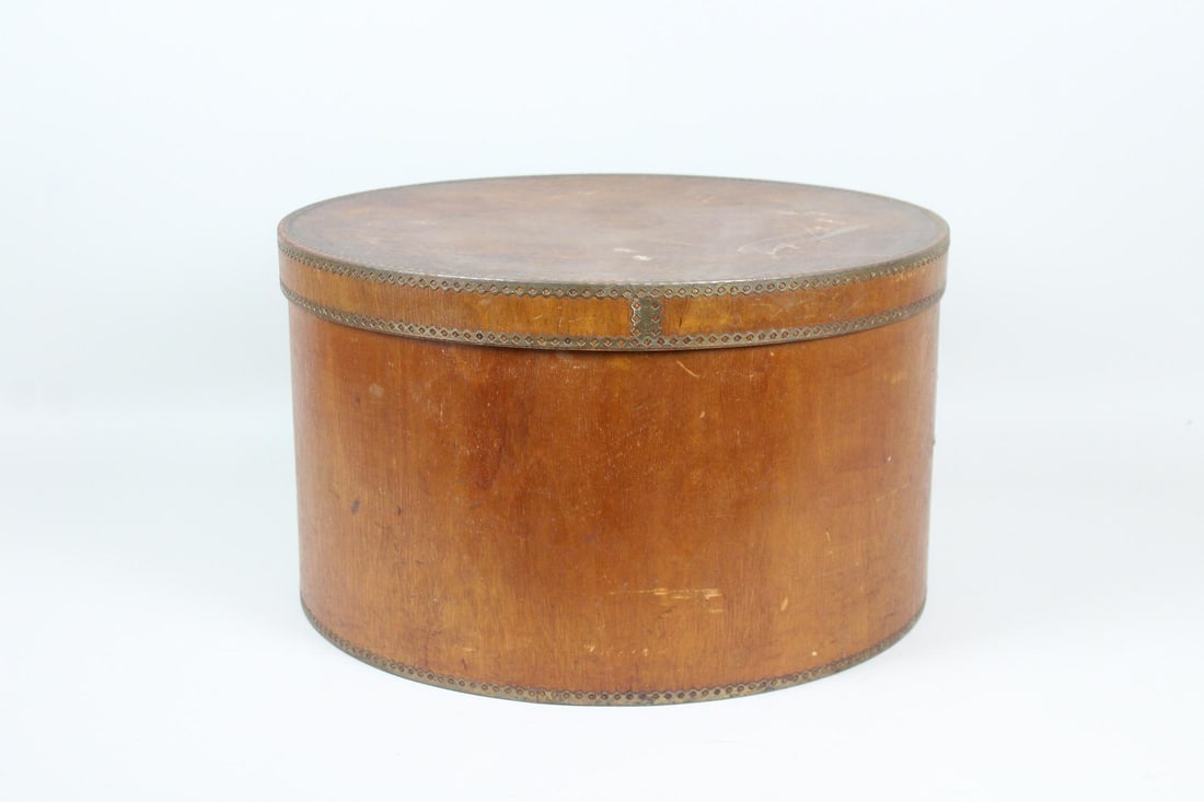Large Bentwood Hatbox with Ornate Metal Trim (1 of 8)