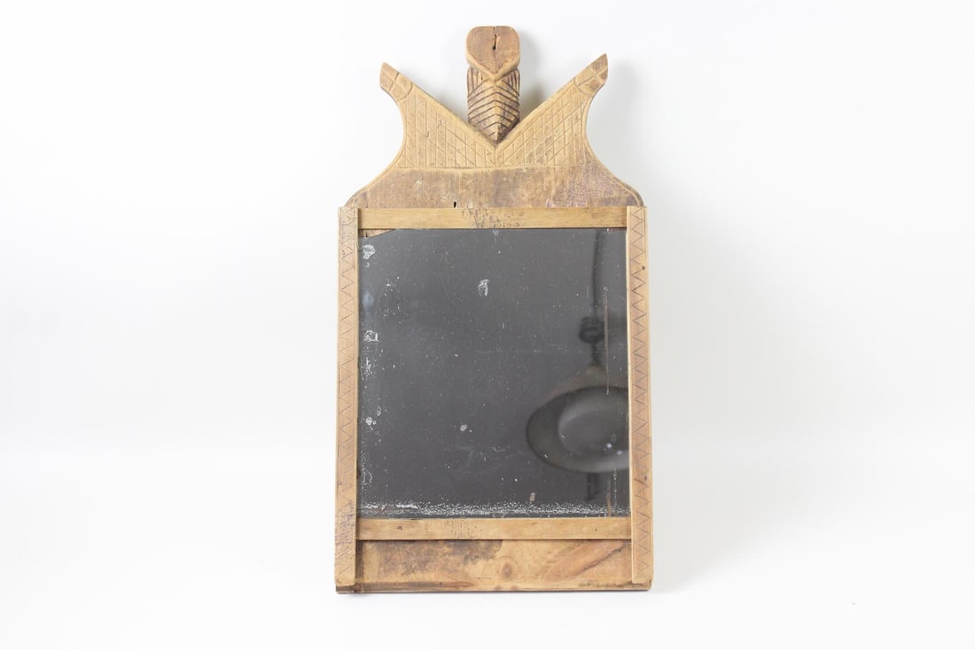 Primitive Folk Art Carved Wood Mirror (1 of 10)