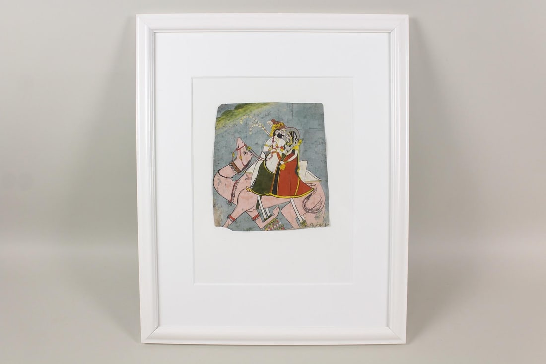 Kashmir Indian Painting, Brahma & Shiva Visiting Krishna (1 of 8)