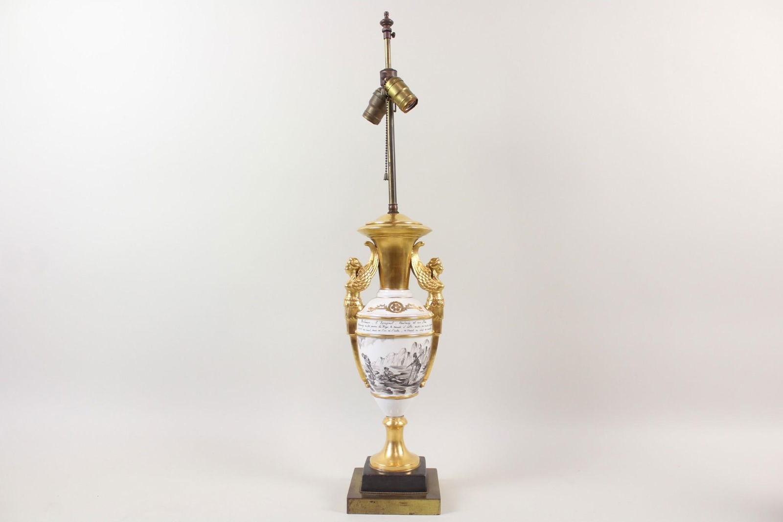 French Porcelain & Brass Hand Painted Robinson Crusoe Lamp (1 of 11)