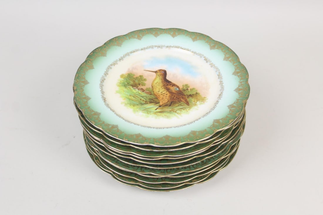 Set of 11 MZ Austria Painted Porcelain Game Bird Plates (1 of 14)