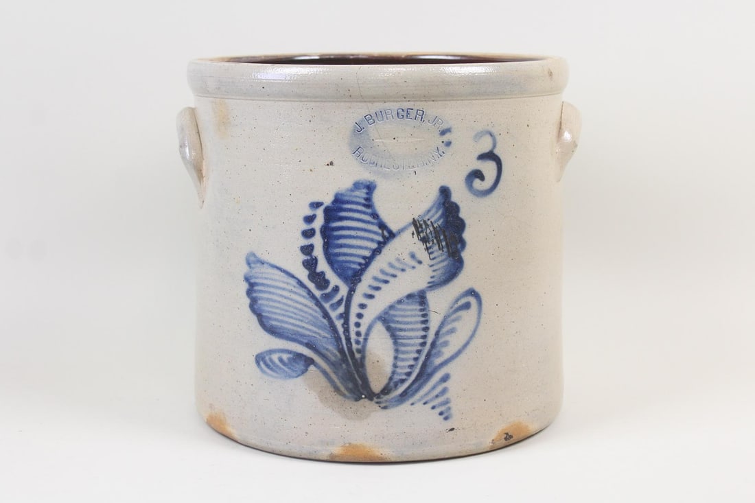 Cobalt Decorated Stoneware Crock, J. Burger Jr Rochester NY (1 of 11)