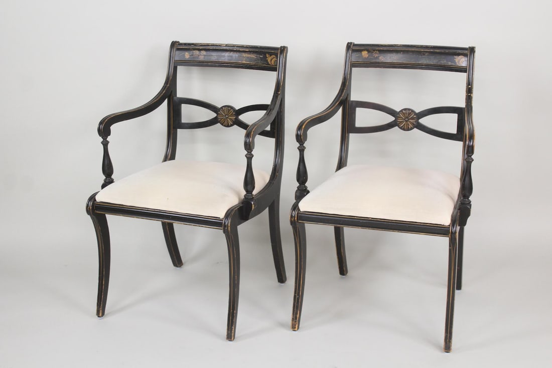 Pair of Regency Ebonized Armchairs (1 of 15)