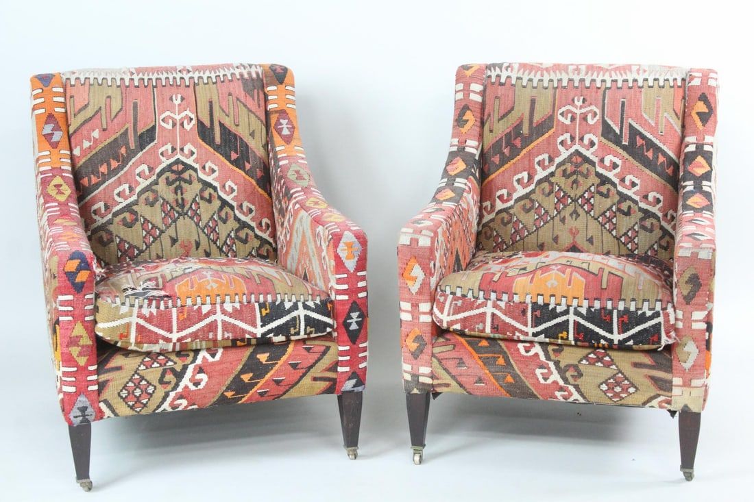 Pair of George Smith Kilim Lounge Chairs (1 of 17)