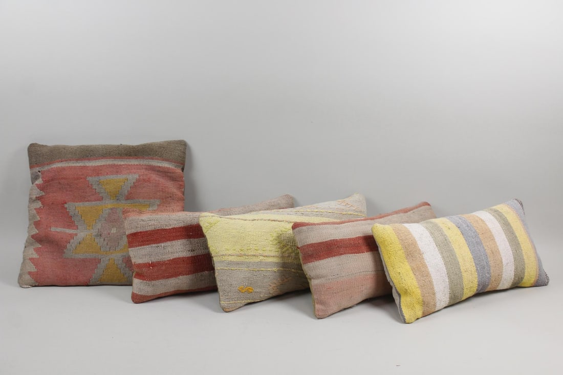 Set of 5 Kilm Pillows, Striped & Carpet, Square & Rectangle (1 of 13)
