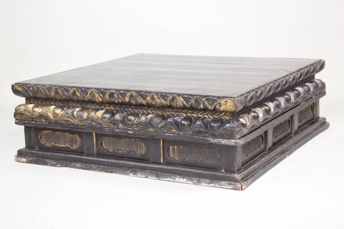 Oversized Asian Style Square Gilt Wood Coffee Table (1 of 15)