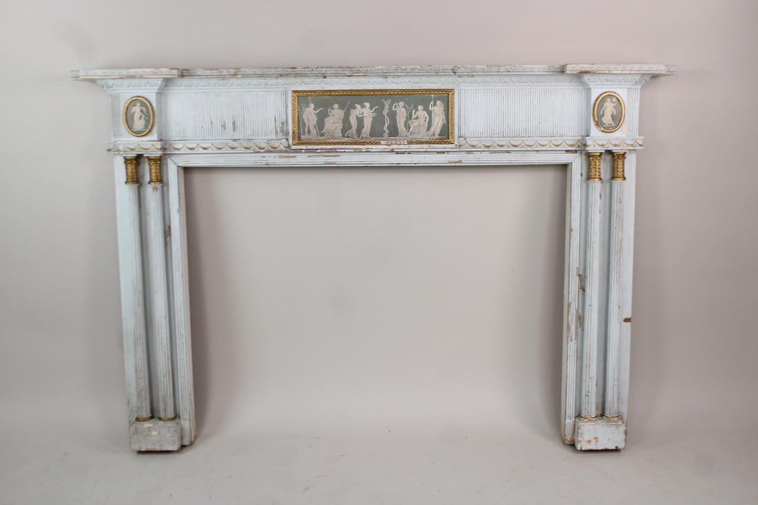 19th C. Federal Fireplace Mantle with Wedgewood Tiles (1 of 16)