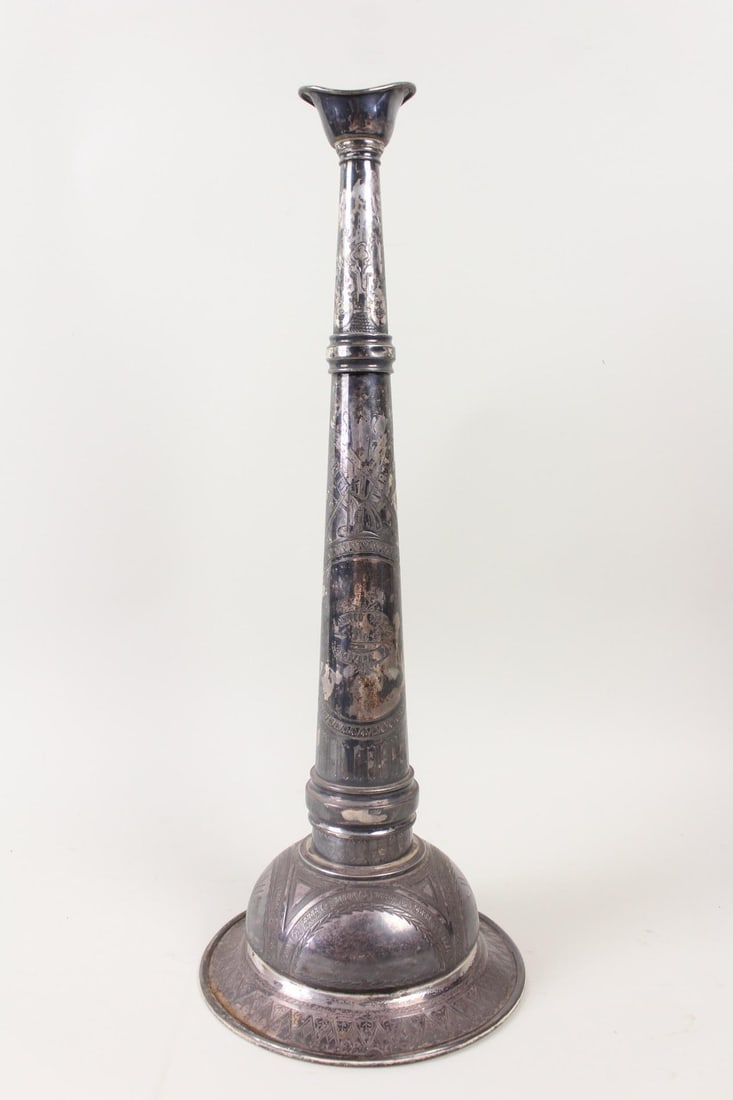 19th Cent. Silverplate Fireman's Trumpet Horn for United Hose, Bradford PA (1 of 12)