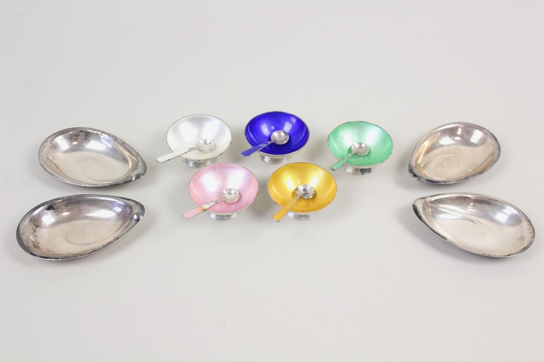 14 Pc Sterling Lot, Danish Modern Salt Cellars & Nut Dishes (1 of 12)