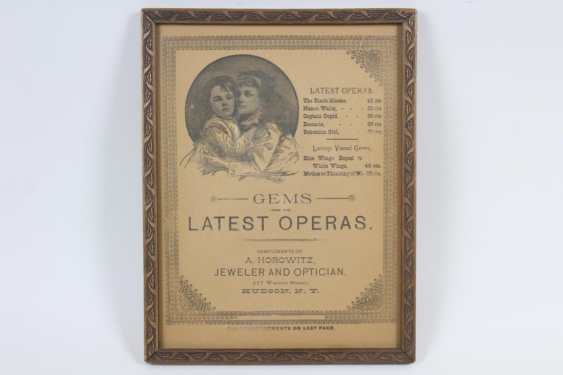 Framed 2-Sided Ad for Sheet Music & More Hudson NY (1 of 8)