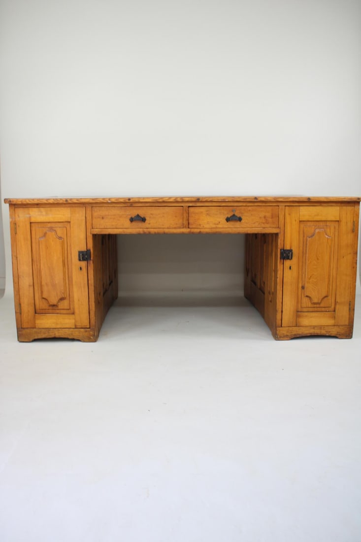Large Paneled 19th C. Partner's Desk, Cubby Holes (1 of 19)