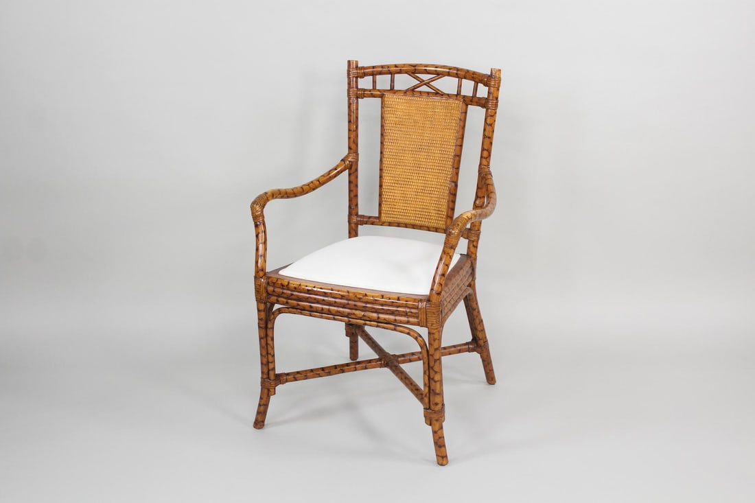 Rattan & Faux Tortoise Bamboo Arm Chair (1 of 12)