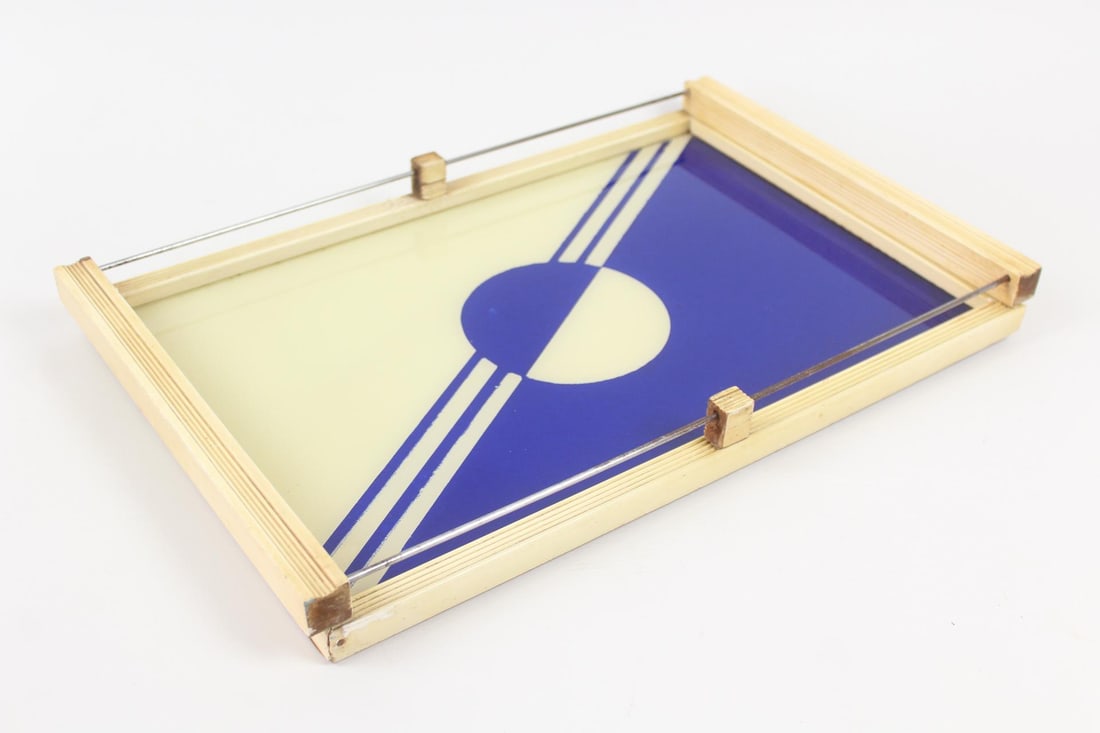 Minimalist Art Deco Reverse Painted Glass Cocktail Tray (1 of 7)