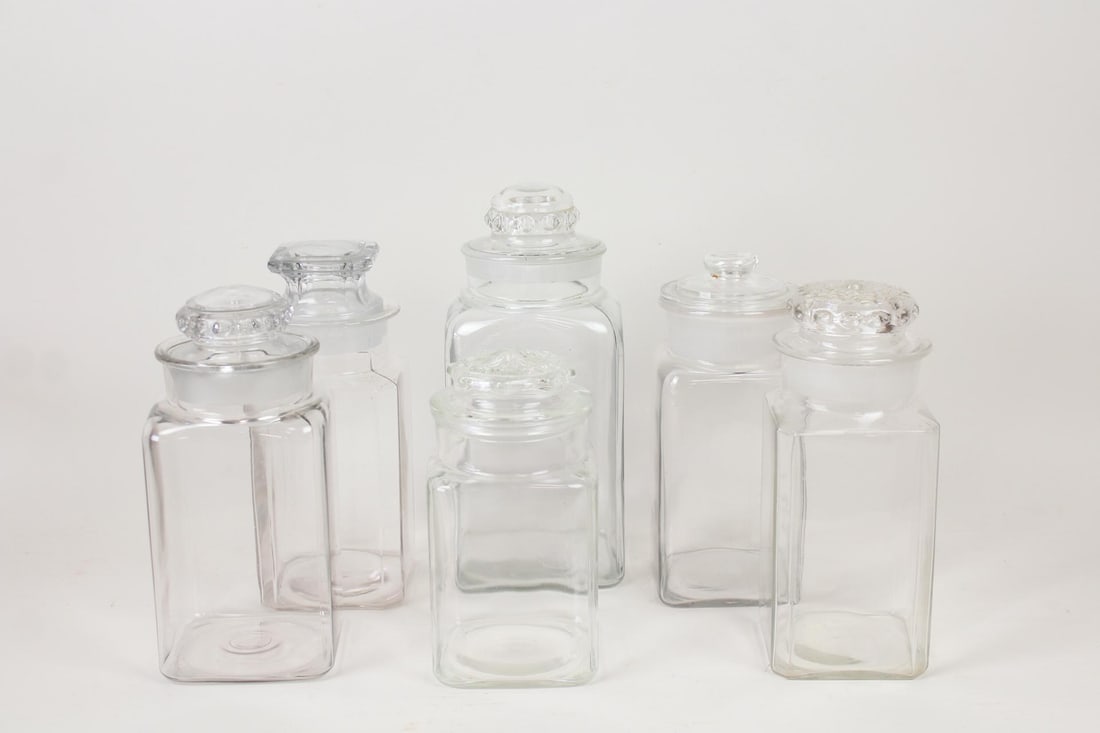 Lot of 6 Apothecary General Store Lidded Glass Candy Jars (1 of 10)
