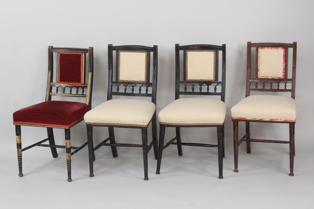 Lot of 4 Victorian Side Chairs by Bruce Talbert, Ebonized (1 of 16)