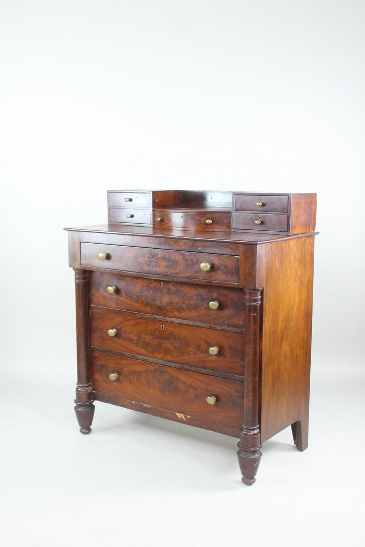 Empire Crotch Mahogany Chest of Drawers Dresser, Stepback Drawer Top (1 of 11)
