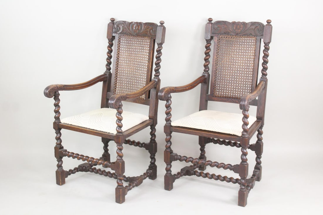 Pair of Barley Twist & Cane Armchairs (1 of 12)