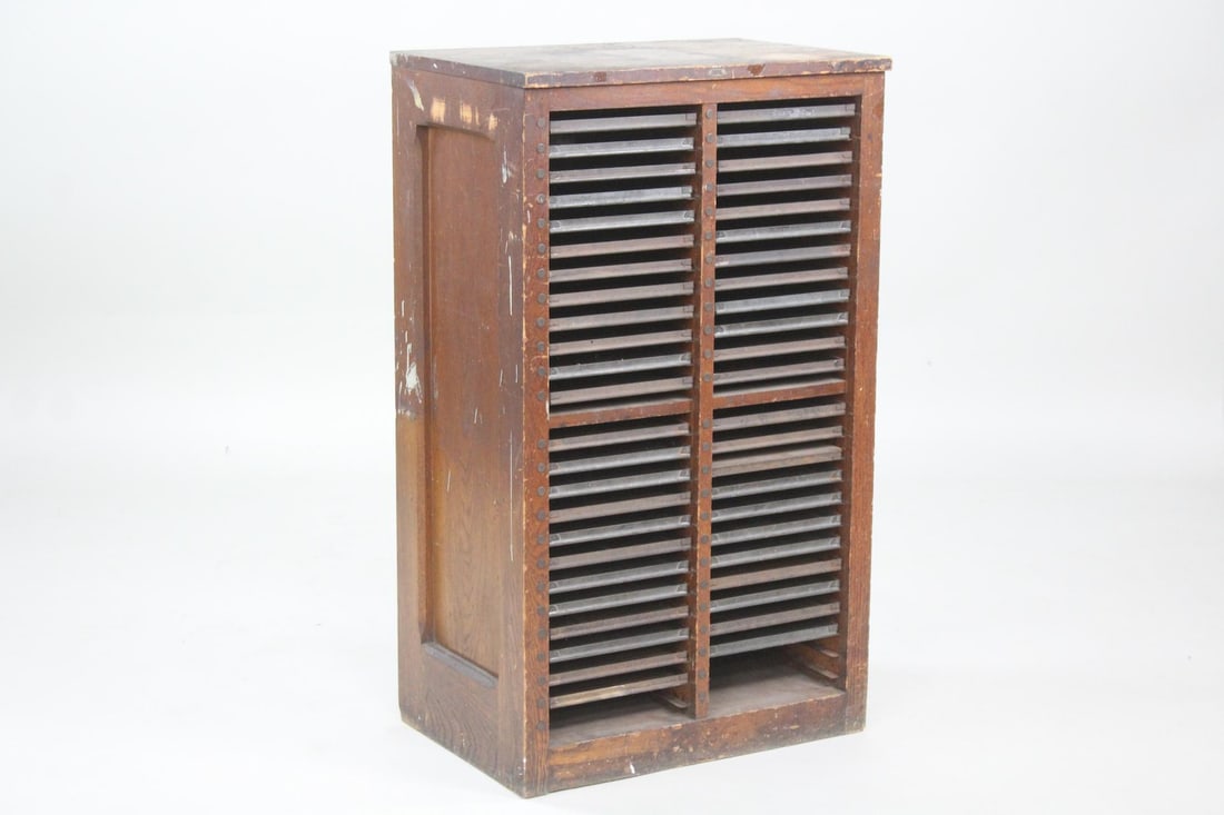 Industrial Wooden Printers Flat File Cabinet (1 of 11)