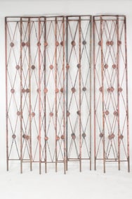 Set of 7 Art Nouveau Iron Architectural Garden Trellis, 9ft Tall