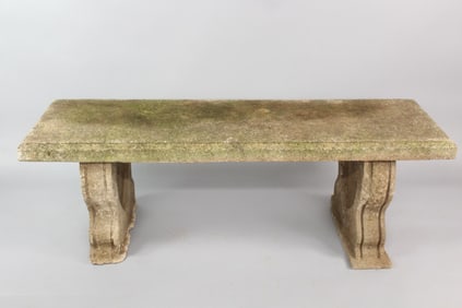 Antique Cast Stone Concrete Garden Bench with Heart Legs