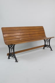 Victorian Bench Settee Cast Iron and Oak