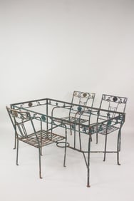 Set of 3 Salterini Wrought Iron Patio Chairs & Table, Shells & Seahorse