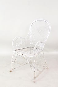Victorian White Painted Wire Work Garden Chair