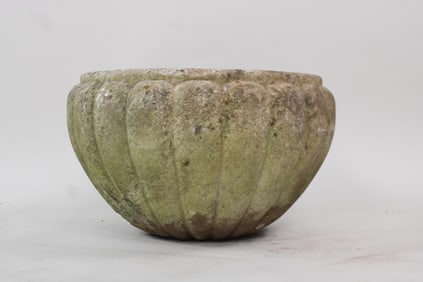 19th C. Carved Limestone Garden Planter, Minimalist Design