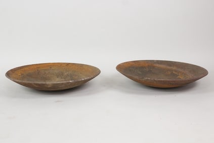 Pair of Saucer Shaped Cast Iron Planters / Birdbaths