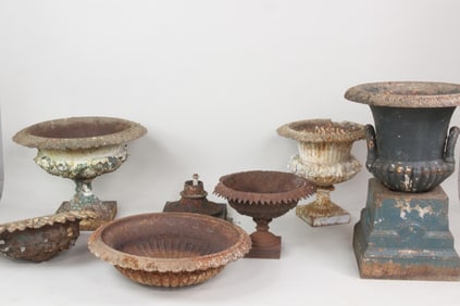 Lot of Victorian Cast Iron Urns & Parts