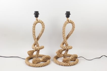 Pair of Nautical Twisted Rope Lamps