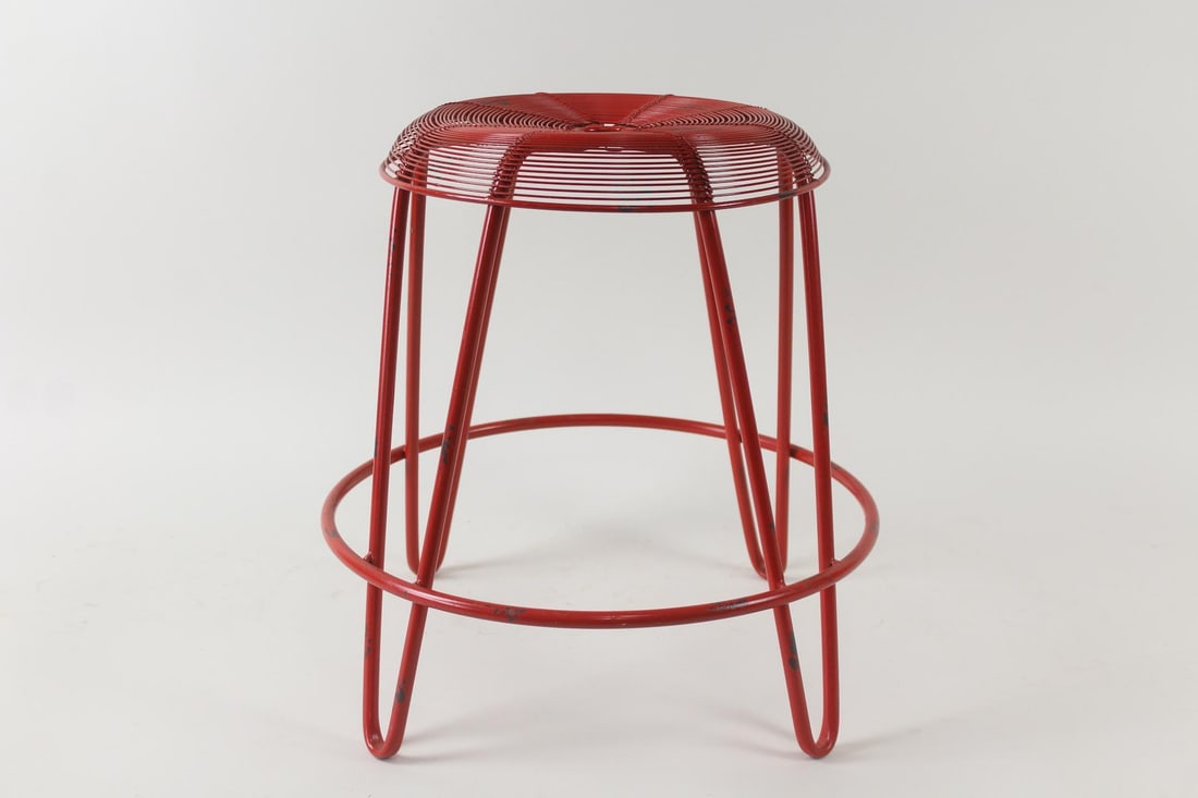 Red Wire Mategot Style Stool (1 of 9)