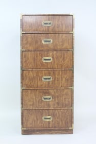 Mid Century Modern 6-Drawer Campaign Style Lingerie Cabinet