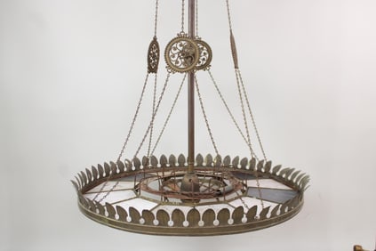 Original 38" Dia IP Frink Mirrored Chandelier Hanging Light