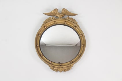 American Federal Style Gold Convex Mirror with Carved Eagle