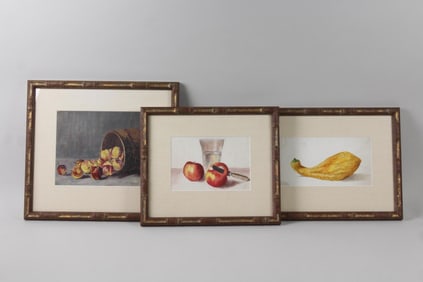 Group of 3 Framed Still Life Paintings, Apples & Squash