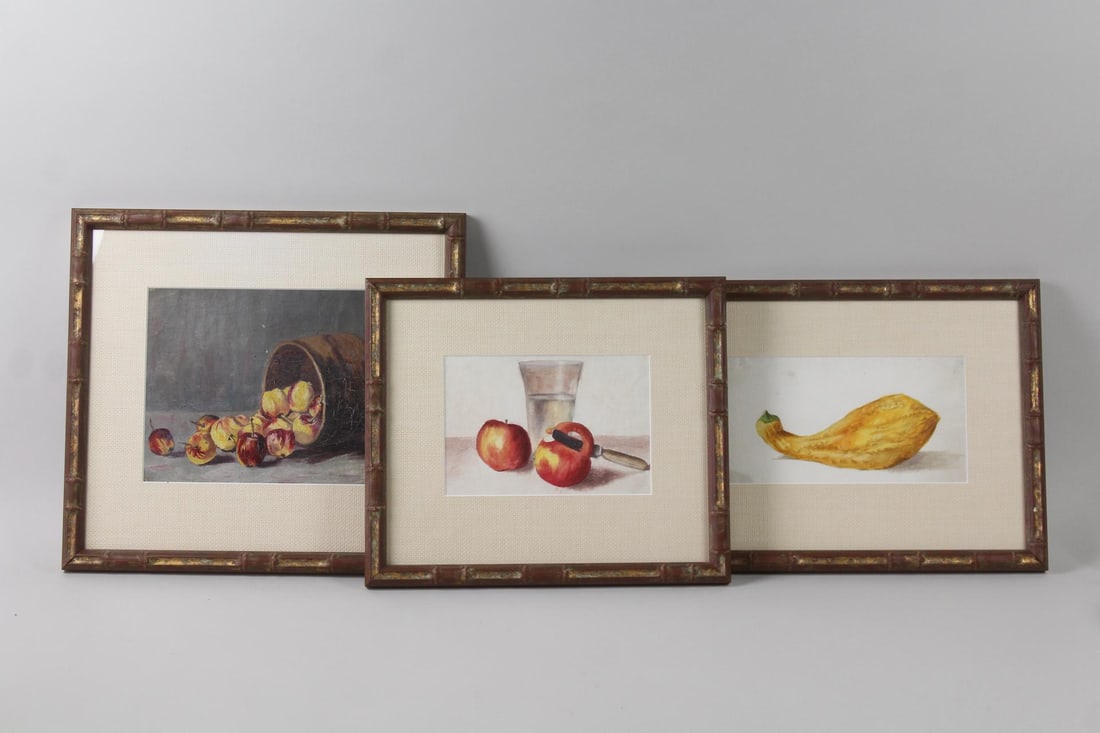 Group of 3 Framed Still Life Paintings, Apples & Squash (1 of 15)