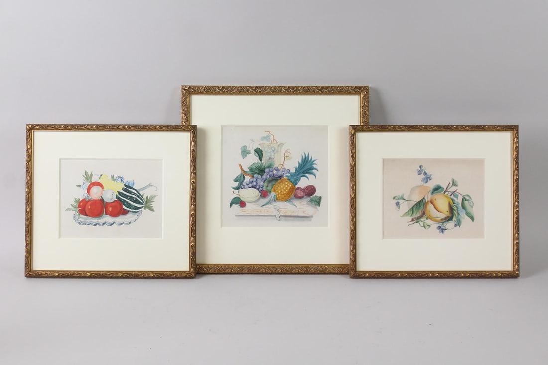 Lot of 3 Framed Watercolor Paintings, Fruit & Vegetable Still Lifes (1 of 13)