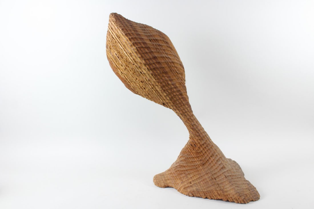 Abstract Chip Carved Wood Sculpture, Leaf Shaped (1 of 12)