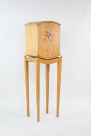 Postmodern Curly Maple Studio Craft Jewelry Chest on Stand