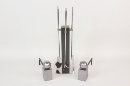 Alessandro Albrizzi Fireplace Tool Set & Chesney's Steel Andirons