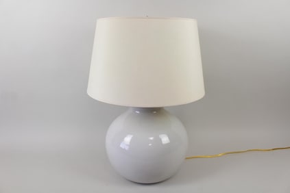 Large White Ceramic Lamp with Shade