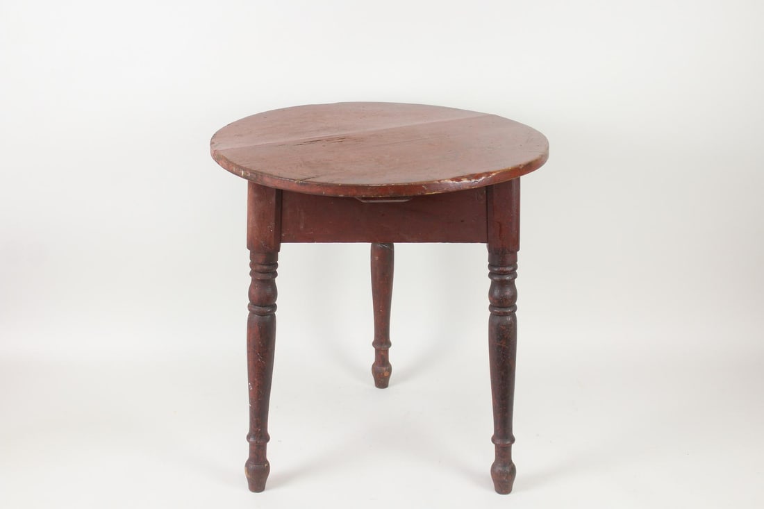 Red Painted 3-Legged Side Table (1 of 8)