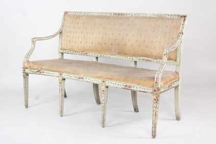 19th C. Floral Painted Venetian Settee Bench