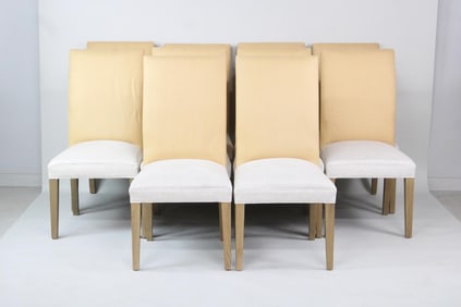 Set of 10 Custom Dining Chairs Upholstered Rogers & Goffigon Linen