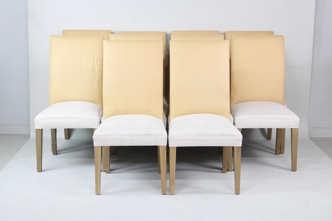 Set of 10 Custom Dining Chairs Upholstered Rogers & Goffigon Linen (1 of 10)