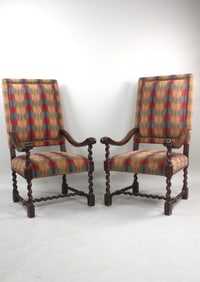 Pair of Barley Twist Armchairs with Brunschwig & Fils Upholstery, John Boone